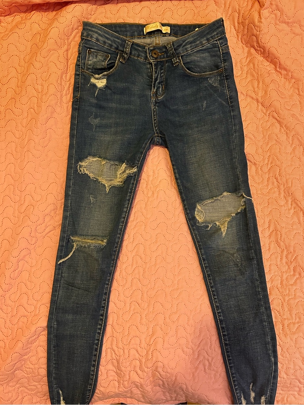 NOBO Distressed low rise Dark Blue Skinny Jeans